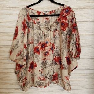 Cabi 100% Silk Floral Blouse